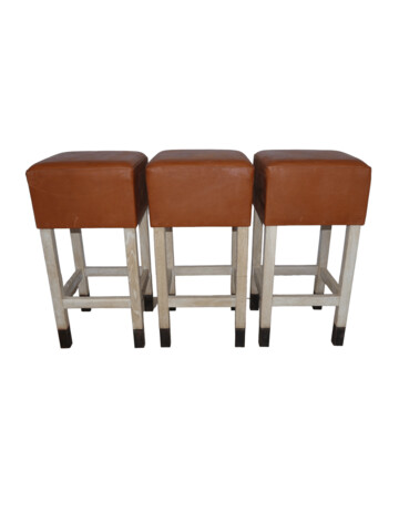 Lucca Studio Set of (3) Percy Saddle Leather and Oak Stools 44938