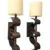 Pair of Lucca Studio Currier Sconces in Bronze and Leather 40747