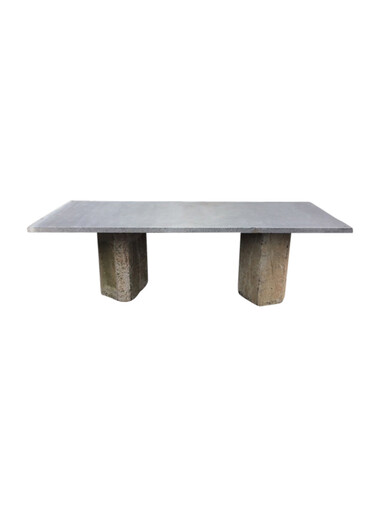 Rectangular Belgian Bluestone Table with Two Basalt Stone Bases 46137