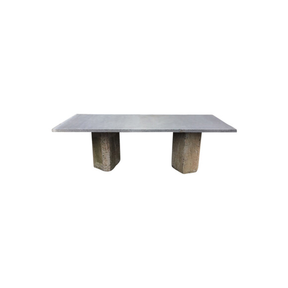 Rectangular Belgian Bluestone Table with Two Basalt Stone Bases 43429