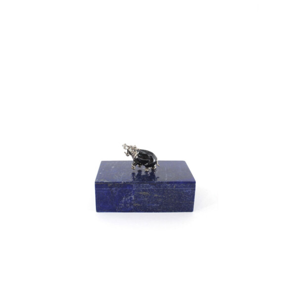 Lapis Lazuli Box with Silver Hippo Handle 71667