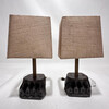 Pair of 17th Century Wood Element Lamps 51714