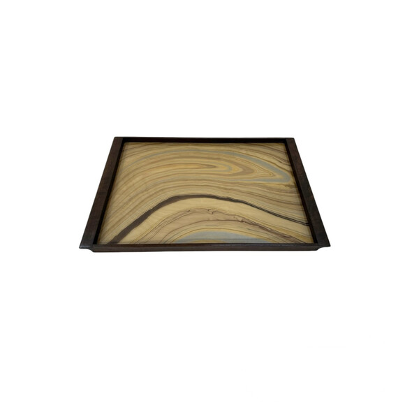 Limited Edition Walnut Tray with Vintage Italian Marbleized Paper 76103