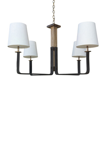 Lucca Studio Florian Bronze and Stitched Leather Chandelier 47915