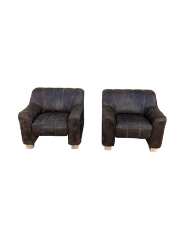 Pair of DeSede Leather Armchairs 60098