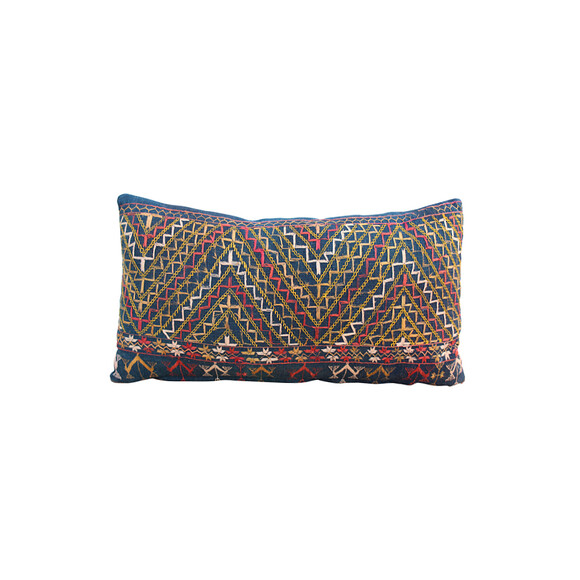 19th Century African Indigo Embroidered Textile Pillow 31311
