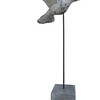 Vintage Belgian Cement Bird Mounted on Oak Wood Stand 31703