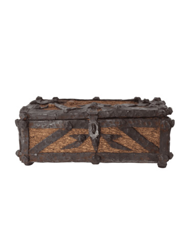 Exceptional Folk Art Wood and Iron Table Box 46911