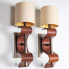Pair of Lucca Studio Currier Sconces in Bronze and Leather 44245