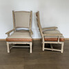 Pair of French Oak Arm Chairs and Ottoman 79006