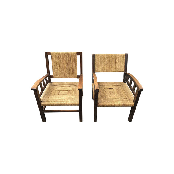 Pair of French Arm Chairs of Rope 36484