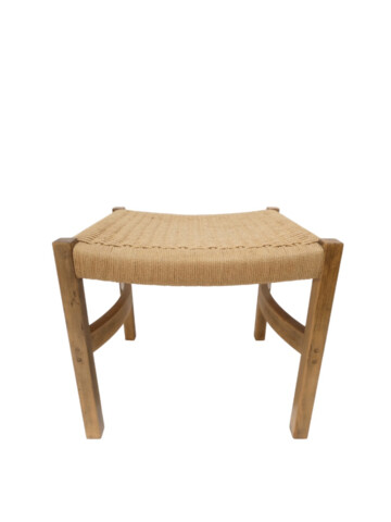 Vintage Danish Stool With Woven Seat 62898