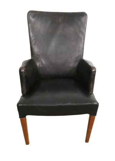 Danish Black Leather Arm Chair 44216