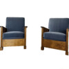 Pair of Exceptional  Burl Wood Swedish Grace Arm Chair 74797