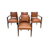 Set of (4) French Leather Bridge Arm Chairs 63066