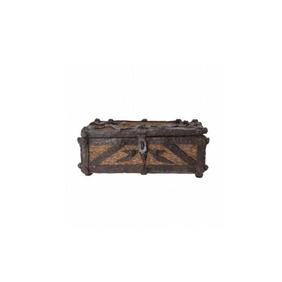 Exceptional Folk Art Wood and Iron Table Box 70556