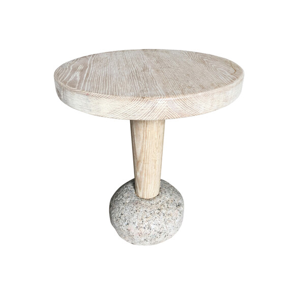 Limited Edition Oak and Stone Side Table 40271