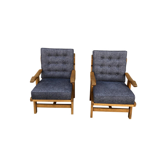 Pair French Mid Century Oak Chairs 35073