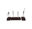 Highly Decoration Set of (4) French Zinc Herons on Wood Stand 39062