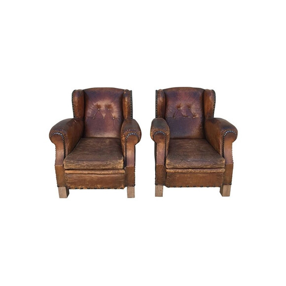 Pair of French 1940's Club Chairs 36427