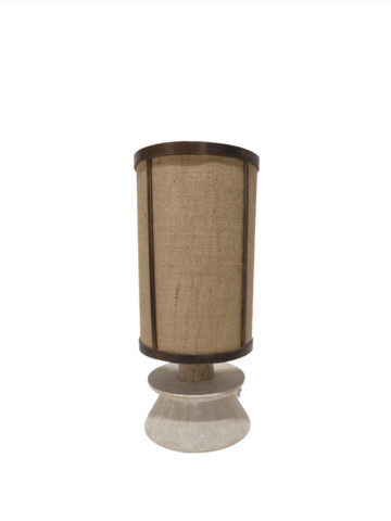 Limited Edition Lamp Bronze with Custom Burlap Shade and Oak 64693