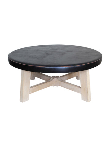 Lucca Studio Milton Round Leather Top Coffee Table 48751