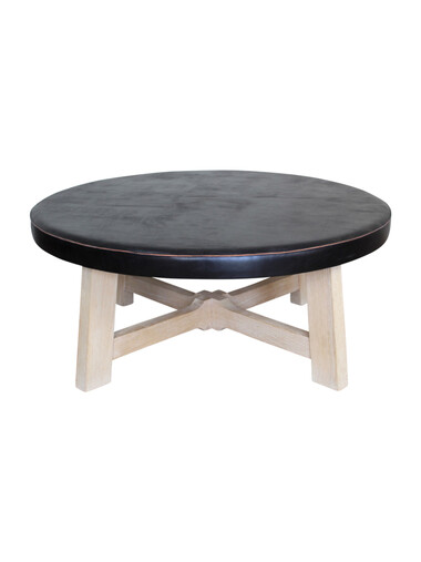 Lucca Studio Milton Round Leather Top Coffee Table 50175