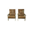 Pair of Limited Edition Oak and Vintage Leather Arm Chairs 36297