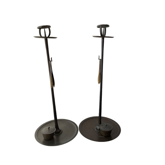 Pair of Early 20th Century Japanese Bronze Candle Stands 72314