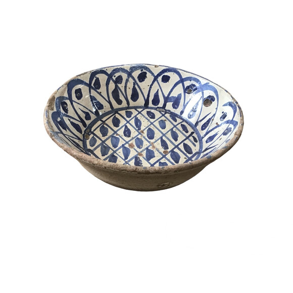 19th Century Blue and White Spanish Lebrillo Bowl 76438