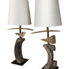 Limited Edition Pair of Antique Wood Element Lamps 45307