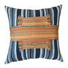 Antique African Striped Indigo and Moroccan Element Textile Pillow 37488