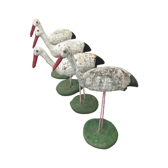 Set of Four French Primitive Concrete Birds 39801