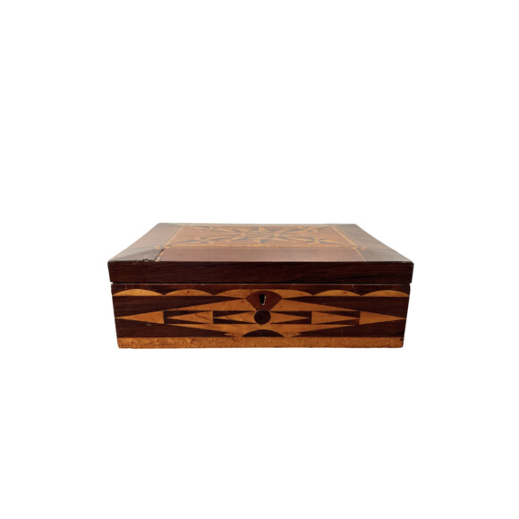 Large English 19th Century Inlaid Wood Box 76987