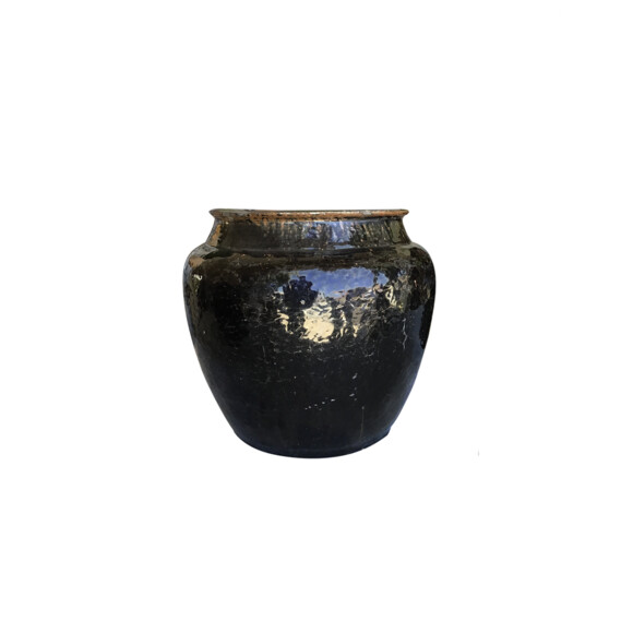 Antique Central Asian Black Glazed Pottery Vessel 74119