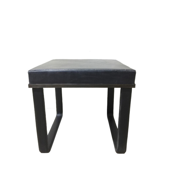 Lucca Studio Vaughn (stool) of black leather top and base 41120
