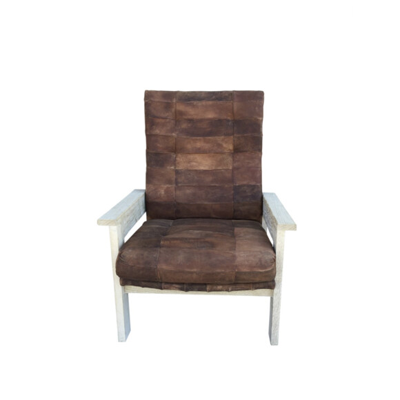 Limited Edition Single Oak and Vintage Leather Chair 72843