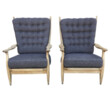 Pair of Guillerme & Chambron Cerused Oak Armchairs 61585
