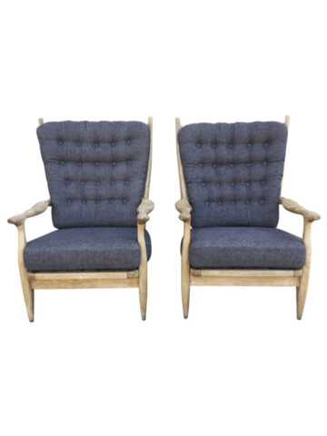 Pair of Guillerme & Chambron Cerused Oak Armchairs 48413
