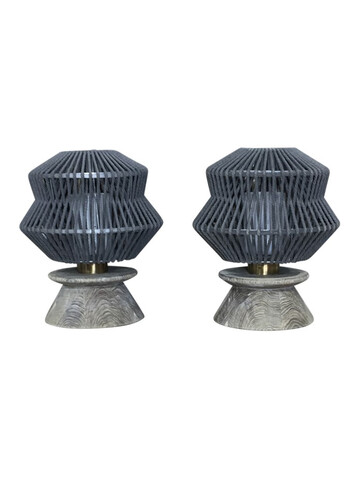 Pair of Belgian Rope Lantern Table Lamps 46205