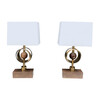 Pair of Limited Edition Walnut and Bronze Lamps 35463