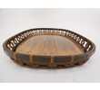 Unique Japanese Wood and Rattan Edge Vintage Tray 50122