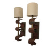 Limited Edition Pair of Bronze and Vintage Leather Sconces 36408