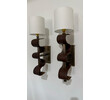 Pair of Lucca Studio Currier Sconces in Bronze and Leather 75974