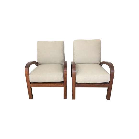 Pair of French Wood and Cane Arm Chairs 39920