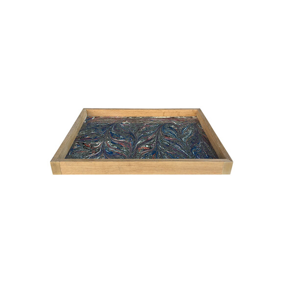 Limited Edition Oak Tray With Vintage Marbleized Paper 37296