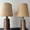 Pair of Studio Ceramic Lamps with Custom Burlap Shades 75362