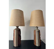 Pair of Studio Ceramic Lamps with Custom Burlap Shades 75362