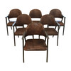 Set of (6) of Danish Cerused Dining Chairs with Leather 44232