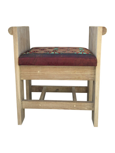 Limited Edition Bench in Solid Oak with Vintage Moroccan Leather Seat cushion 47518